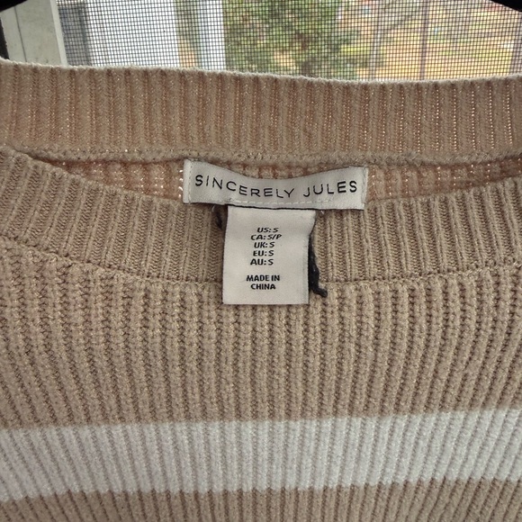 Sincerely Jules Brown and White Striped Cropped Sweater Sz S - Picture 2 of 7